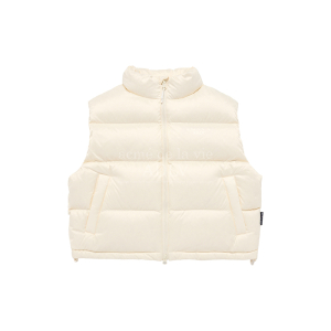 BASIC LOGO OVERSIZE SHORT CROP DUCK DOWN VEST IVORY