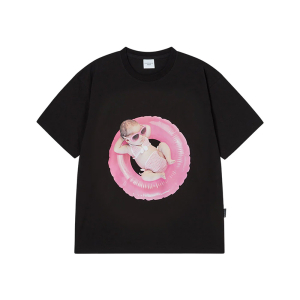 BABY FACE TUBE GIRL SLEEVE T-SHIRT BLACK