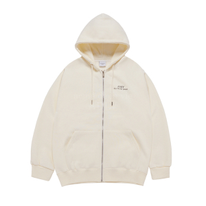 UPSIDE DOWN LOGO NAPPING ZURRY HOODIE ZIP UP IVORY