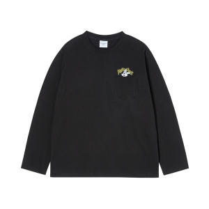 CARTOON CHINCHILLA LONG SLEEVE T-SHIRT BLACK