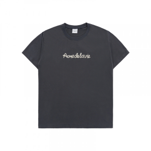 CHAIN EMBOSSING SCRIPT PRINTING SHORT SLEEVE T-SHIRT CHARCOAL