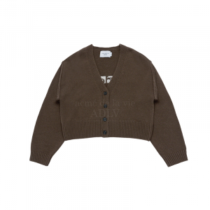 BASIC LOGO CROP CARDIGAN BROWN