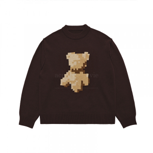 PIXEL BEAR ARTWORK KNIT BROWN